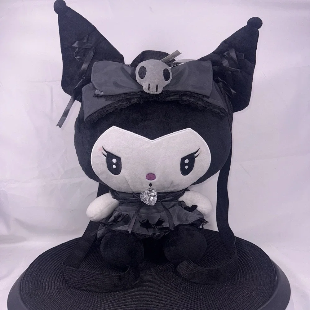 Kuromi NWT Hot Topic Bioworld Sanrio Lolita Black Plush Backpack Bag 16